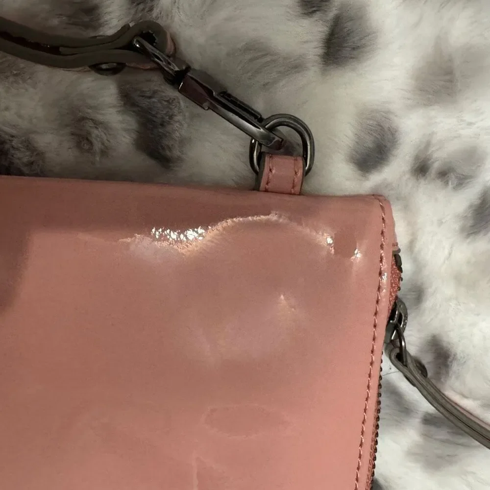 Banana Republic blush pink patent leather oversized clutch 12x8.5”